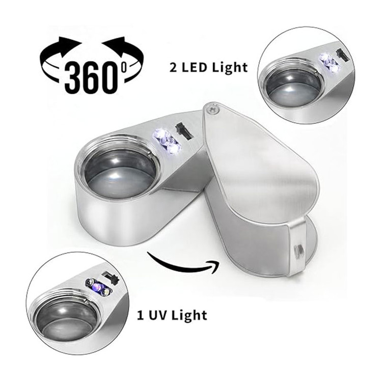 ذره بین و لوپ جواهر شناسی چراغ دار 9890 LED-UV